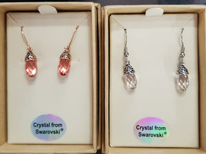 Water drop earrings with swarovski crystal
