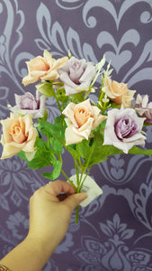 Artificial flower 10 head roses with twin colours
