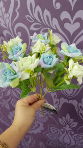 Artificial flower 10 head roses with twin colours
