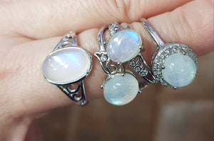 925 STERLING SILVER RING MOON STONE