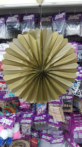 COMB PAPER FAN GOLD 40CM 1PC