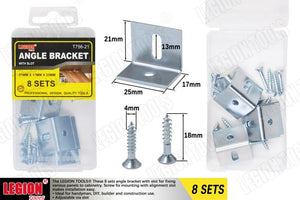 ANGLE  BRACKET WITH SLOT 21*17*25MM WITH SCREWS 16PCS