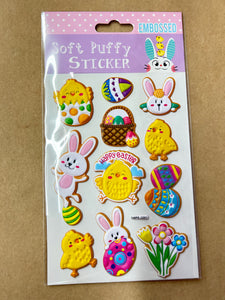 EASTER EMBOSSED PUFFY STICKERS 1SHEET