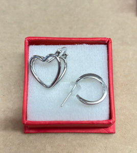 925 STERLING SILVER EARRINGS HEART AND MOON