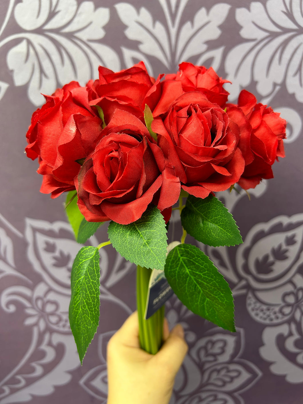 ARTIFICIAL FLOWER BOUQUET ROSE 10 HEADS RED