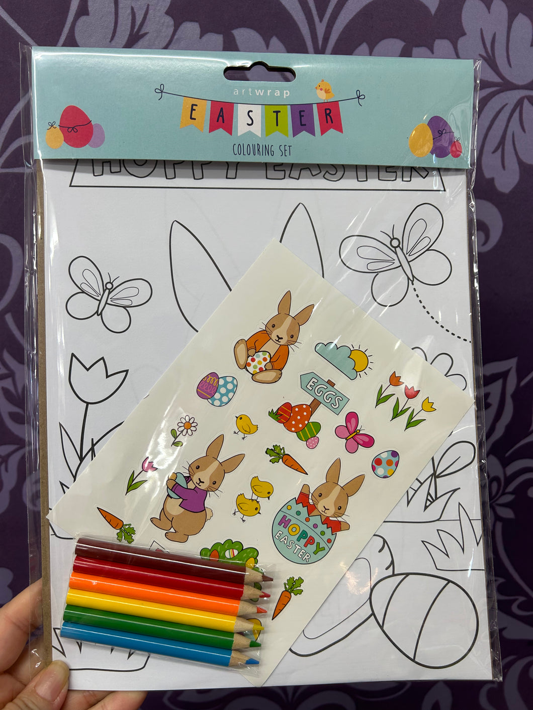 EASTER COLOURING SET A4 8SHEETS 6 PENCILS 1 STICKER