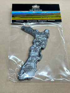 NZ MAP MAGNET PEWTER