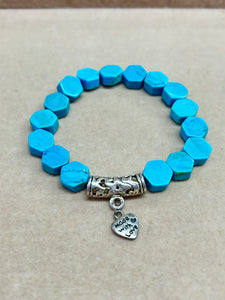 TURQUOISE BRACELET WITH HEART PENDENT